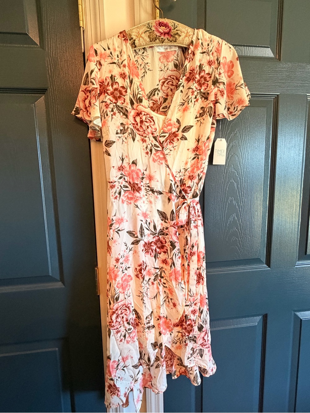 Time and Tru Pink Floral Wrap Dress